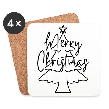 Merry Christmas - Untersetzer (4er-Set) - Weiß - Vorne