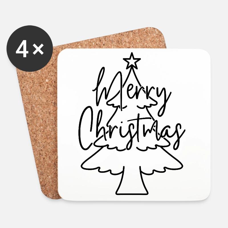 Merry Christmas - Untersetzer (4er-Set) - Weiß