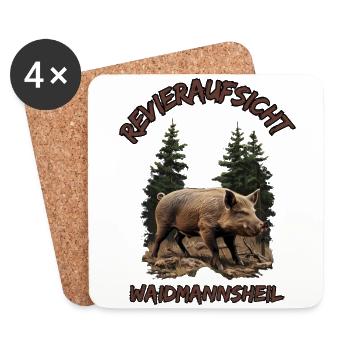 Jäger-Waidmannsheil Revieraufsicht-Wildschwein - Dessous de verre (lot de 4) - blanc - Devant