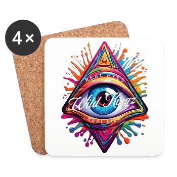 Œil rieur - Dessous de verre (lot de 4) - blanc - Devant