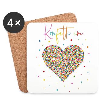 Konfetti im Herzen - Untersetzer (4er-Set) - Weiß - Vorne