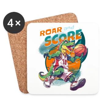 Basket-ball dinosaure T-Rex joueur de basket-ball - Dessous de verre (lot de 4) - blanc - Devant