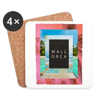 Majorque Été Soleil Plage Mer Palmiers Fête - Dessous de verre (lot de 4) - blanc - Devant