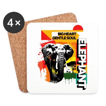 Elefant Afrika Safari Natur Wildnis Aquarell Kunst - Untersetzer (4er-Set) - Weiß - Vorne