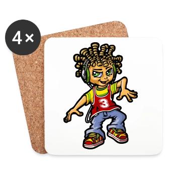 Garçon fait du breakdance - Dessous de verre (lot de 4) - blanc - Devant