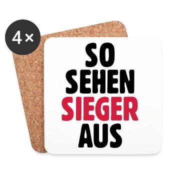 So sehen Sieger aus - Untersetzer (4er-Set) - Weiß - Vorne