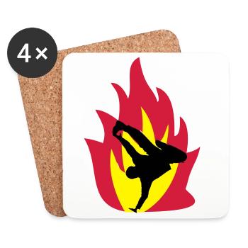 Breakdancer im Feuer - Untersetzer (4er-Set) - Weiß - Vorne