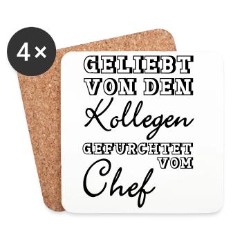 Geliebt von den Kollegen Geschenk - Untersetzer (4er-Set) - Weiß - Vorne