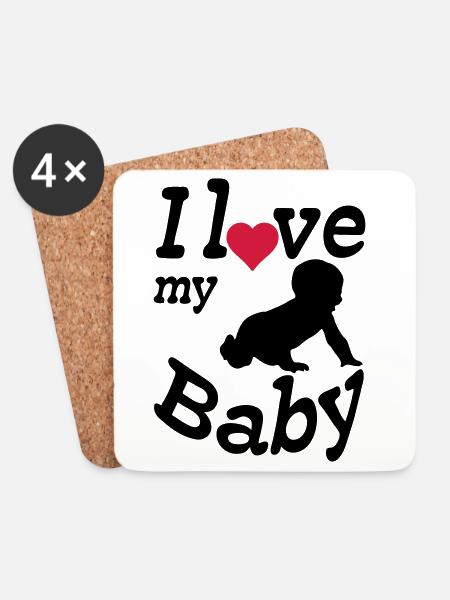 I love my Baby, Kind, Geburt, Eltern, Geschenk - Untersetzer (4er-Set) - Weiß