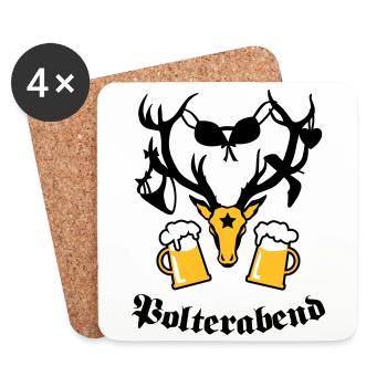 Hirsch Polterabend JGA Bier - Coasters (set of 4) - white - Front