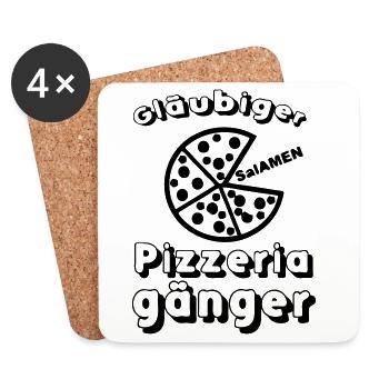 Pizza Pizzeria Spruch lustig Essen Geschenk - Untersetzer (4er-Set) - Weiß - Vorne