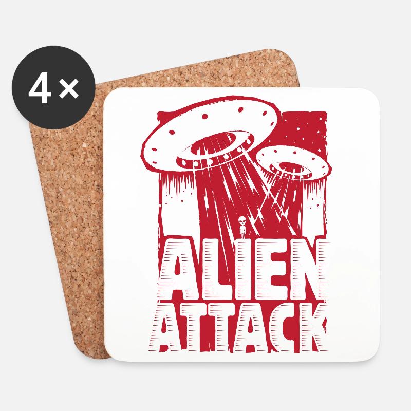 Alien Attack - Coasters (set of 4) - white