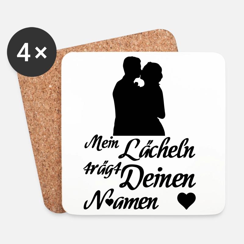 Liebe, Geschenk, Paar, verliebt, Ehe, Hochzeit - Untersetzer (4er-Set) - Weiß