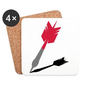 Dartpfeil mit Schatten - Untersetzer (4er-Set) - Weiß - Vorne