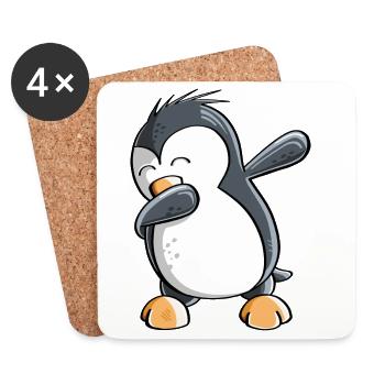 Dab Dance Penguin - Tamponnage - Fun Comic - Cadeau - Dessous de verre (lot de 4) - blanc - Devant