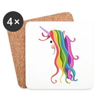 Süßes Einhorn - Einhörner - Unicorn - Unicorns - Untersetzer (4er-Set) - Weiß - Vorne