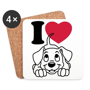 I love dogs - Coasters (set of 4) - white - Front