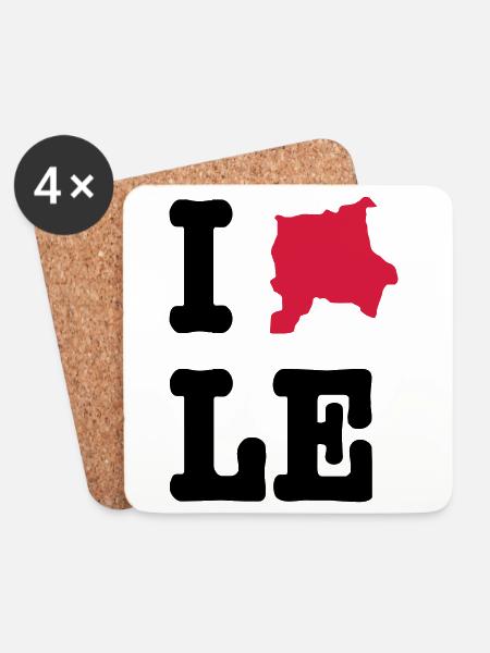 I Love Leipzig (I heart LE) - City Outlines - Coasters (set of 4) - white