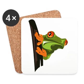 Frecher Kletter-Frosch Cartoon - Untersetzer (4er-Set) - Weiß - Vorne