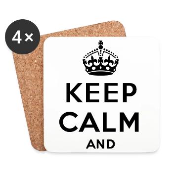 Keep calm And. .. - Own text (Carry on) - Coasters (set of 4) - white - Front