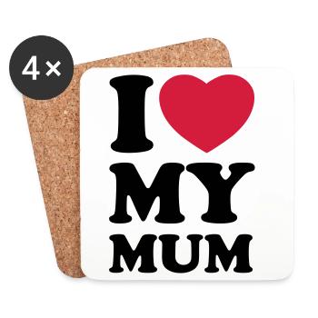 I love my mum - Ich liebe meine Mama - Untersetzer (4er-Set) - Weiß - Vorne