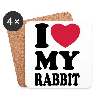 I love my rabbit - J'aime mon lapin - Dessous de verre (lot de 4) - blanc - Devant