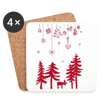 Elk forest Christmas decoration garland - Coasters (set of 4) - white - Front