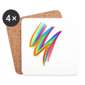 Neon Rainbow Brushstroke – Festival Streetwear - Untersetzer (4er-Set) - Weiß - Vorne