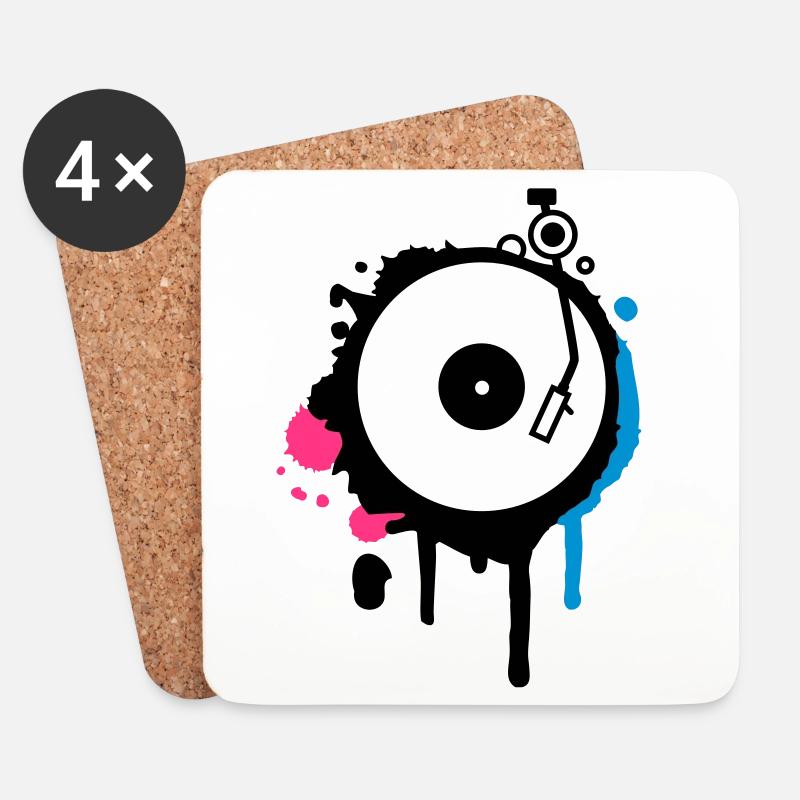 Turntable Graffiti - Untersetzer (4er-Set) - Weiß