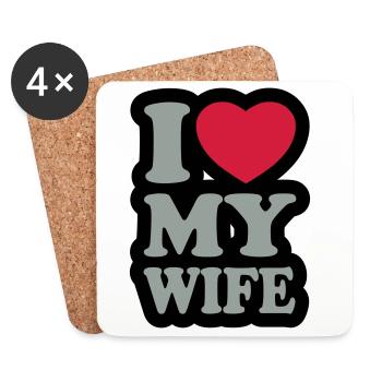 I love my wife - J'aime ma femme - Dessous de verre (lot de 4) - blanc - Devant