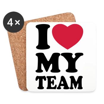 I love my team - Coasters (set of 4) - white - Front
