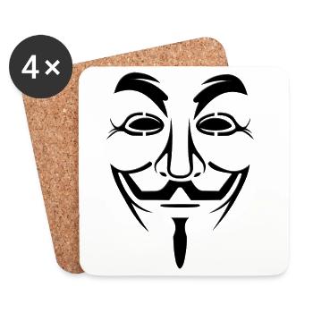 Anonymous mask - Coasters (set of 4) - white - Front