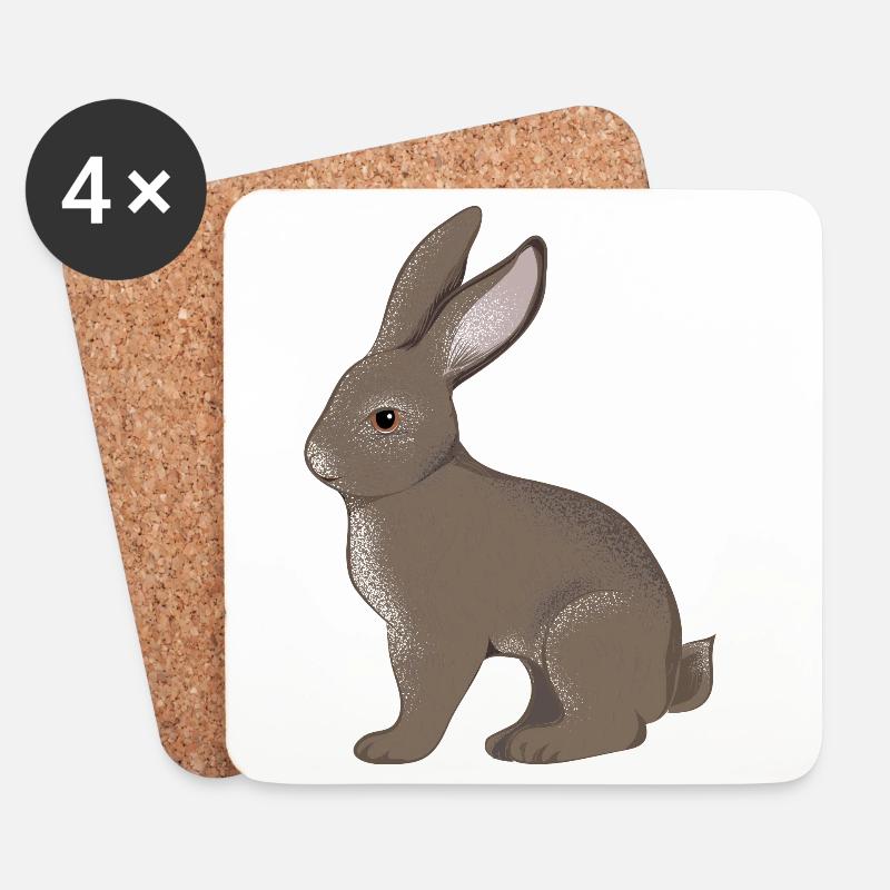 small rabbit - Coasters (set of 4) - white