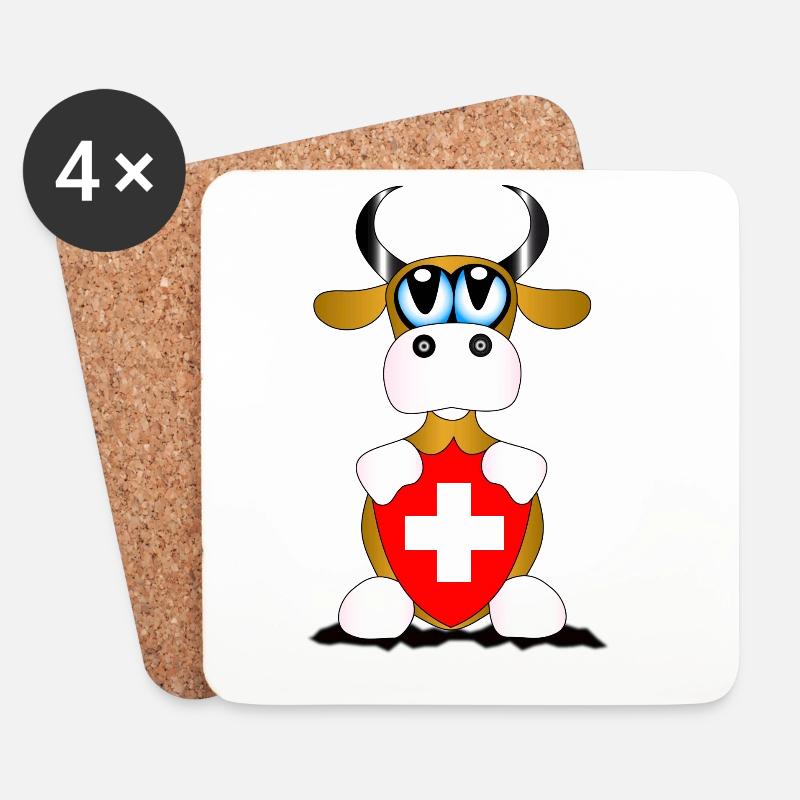 Kuh Schweiz - Untersetzer (4er-Set) - Weiß