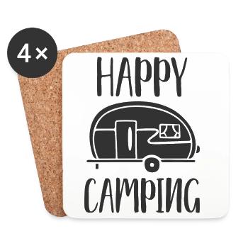 Van Camper Freude Illustration - Untersetzer (4er-Set) - Weiß - Vorne