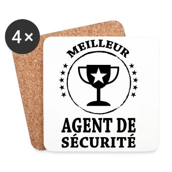 Agent de Sécurité - Dessous de verre (lot de 4) - blanc - Devant