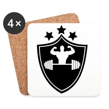culturiste, musculation,fitness,entraînement,bête - Dessous de verre (lot de 4) - blanc - Devant