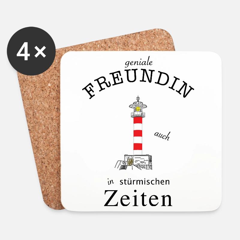 Für eine geniale Freundin Leuchtturm Handzeichnung - Untersetzer (4er-Set) - Weiß