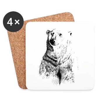 ours blanc - Dessous de verre (lot de 4) - blanc - Devant