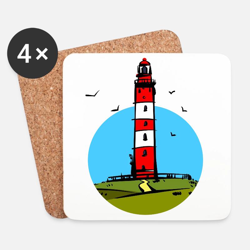 Leuchtturm Amrum Design - Untersetzer (4er-Set) - Weiß