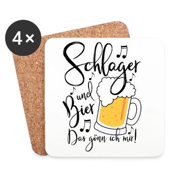 Schlager und Bier Das gönn ich mir  - Untersetzer (4er-Set) - Weiß - Vorne
