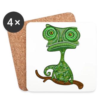 caméléon - Dessous de verre (lot de 4) - blanc - Devant