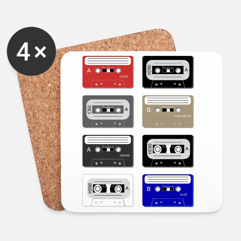 Musikkassetten - Untersetzer (4er-Set) - Weiß