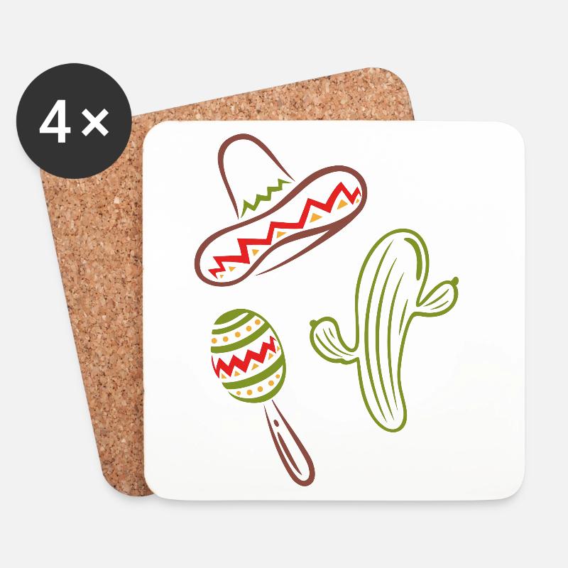 Mexiko Cinco De Mayo Kaktus Sombrero - Untersetzer (4er-Set) - Weiß