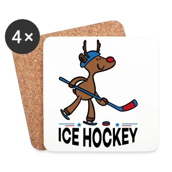 Funny gifts for kids and ice hockey players - Coasters (set of 4) - white - Front