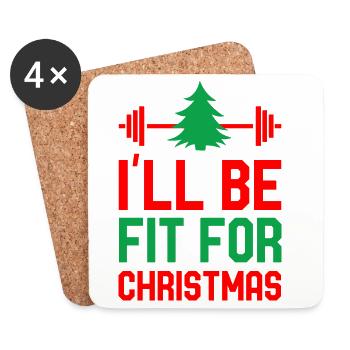 Je serai en forme pour l'entraînement physique de Noël - Dessous de verre (lot de 4) - blanc - Devant