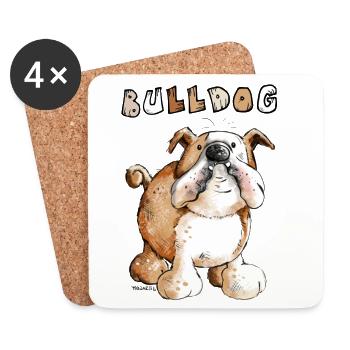 Bulldog anglais - Dessous de verre (lot de 4) - blanc - Devant