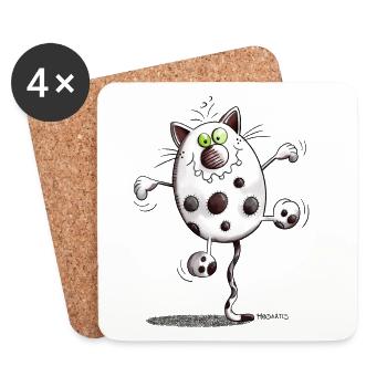 Mignon Chat - Dessous de verre (lot de 4) - blanc - Devant