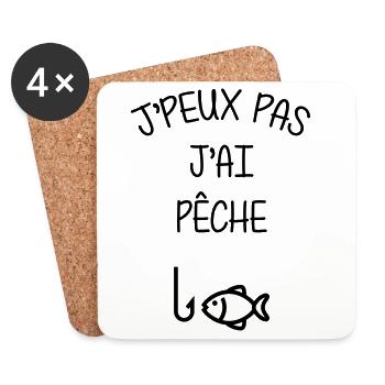Pêche / Pêcheur / Chasse / Poisson / Mer - Dessous de verre (lot de 4) - blanc - Devant