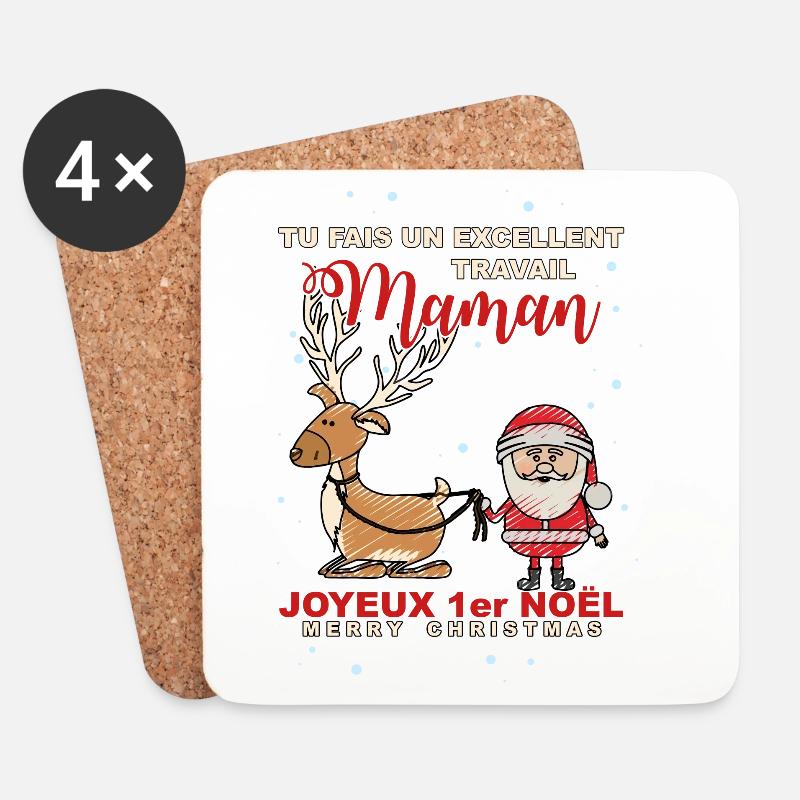 1. Weihnachten - Untersetzer (4er-Set) - Weiß